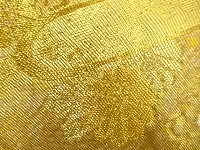  白寿苑製　引箔雲取華菊文織出し袋帯